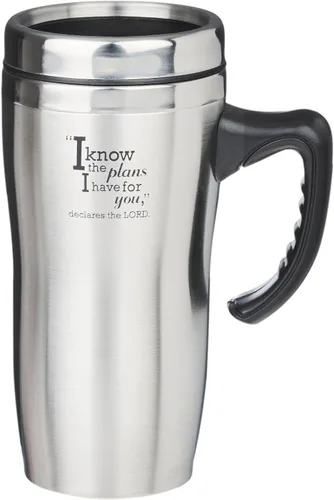 Vista 6 de Taza de viaje de acero inoxidable Christian Art Gifts con aislamiento al vacío de doble pared, taza de café con tapa y asa de 16 oz, sin BPA, sin