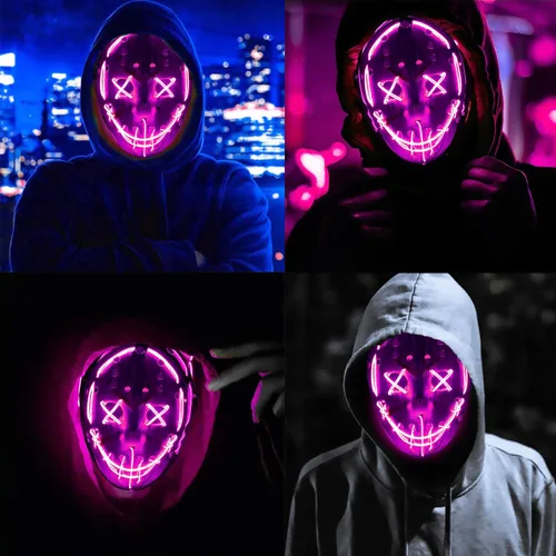 Vista 3 de ZLIXING Jason Costume Mask Led Purge Mask Light up Scary Halloween Costumes Mask for Men Women Adults Kids