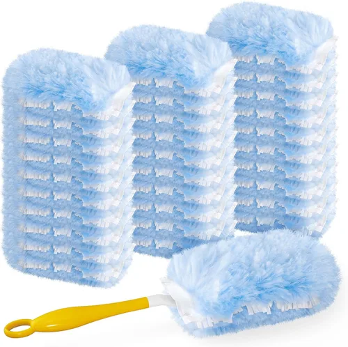 Vista 8 de Recambio de plumero para plumero Swiffer, 100 repuestos de plumero resistentes de 2 lados de 360°, 6 microfibras, plumeros desechables