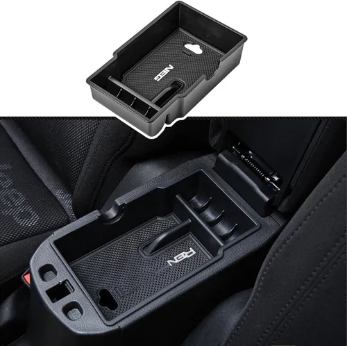 Vista 13 de EDBETOS Organizador de bandeja de consola central compatible con accesorios Jeep Renegade 2015-2019 2020 2021 2022 2023, caja de guantes de Negro