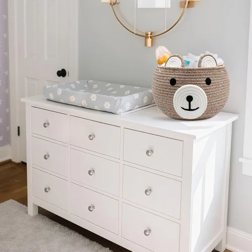 Vista 9 de Cesta de bebé para guardería, cestas de regalo de oso vacías para niños, cestas de baby shower para juguetes, cesta de almacenamiento de cuerda