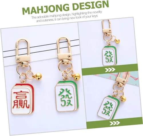 Vista 9 de SOIMISS Llavero Mahjong para decoración de dados, decoración de metal, llavero de Feng Shui, llavero de la suerte, colgante de Mahjong, llavero