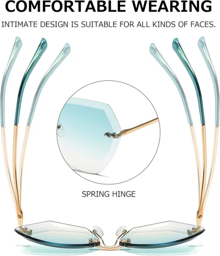 Vista 5 de AEVOGUE - Los lentes de sol para mujer sin bordes lentes de corte de diamante de tamaño grande AE0534