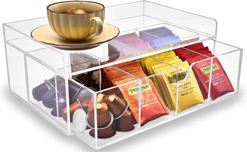 Vista 11 de Organizador de bolsas de té de acrílico resistente, caja de Tipo B (8 compartimentos)