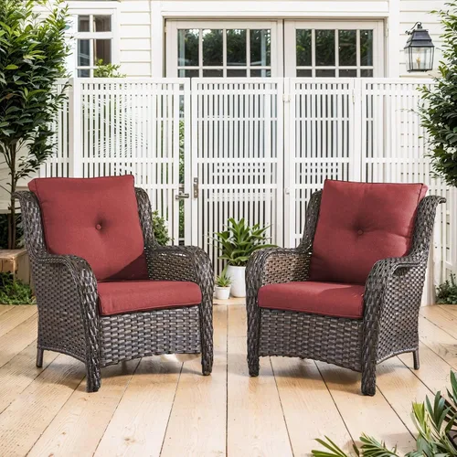 Vista 92 de Belord Mesa auxiliar pequeña para exteriores, mesa de mimbre de vidrio templado, mesa de centro impermeable para patio, mesa auxiliar de ratán