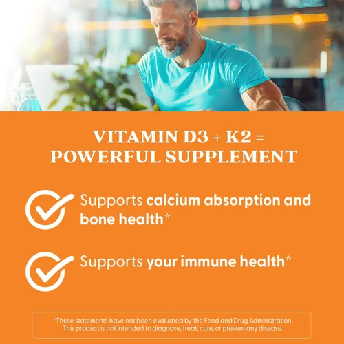 Vista 5 de Doctor's Best Suplemento de vitamina D3 y K2 para hombres y mujeres – Vitamina D3 5000 UI + K2 como MK-7, apoyo a la salud ósea, sin gluten, sin