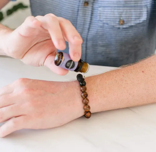 Vista 4 de Subherban Lava Rock Bracelet Essential Oil Bracelet - Handmade in the USA - Lava Stone Bracelet for Men - Oil Diffuser Lava Rock - Aromatherapy Oil