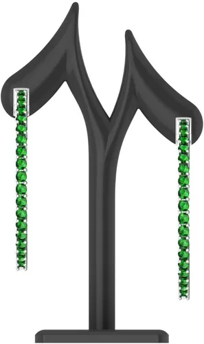 Vista 3 de Belinda Jewelz - Aretes de aro, aretes de eternidad con 62 piedras preciosas de colores, aretes de eternidad con piedra natal para mujer, joyería