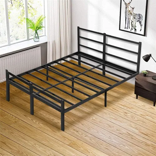 Vista 7 de Base de cama con cabecero, base de cama con plataforma de 14 pulgadas, no requiere somier, base de cama metálica de tamaño Queen con espacio
