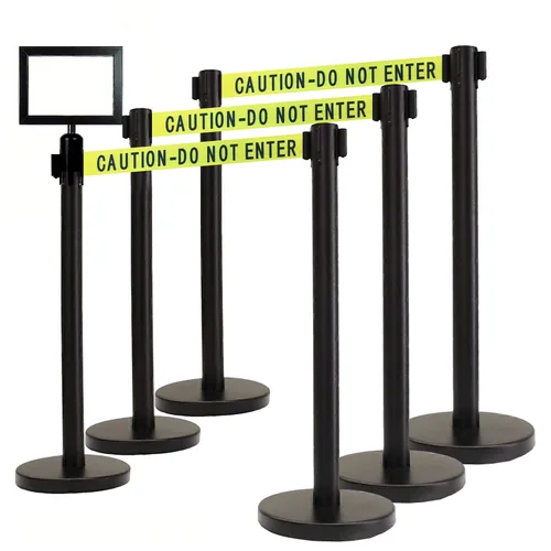 Vista 32 de VIP Crowd Control - Juego de barreras de seguridad con cinturones retráctiles, 91 cm de altura, cinturón de 198 cm y soporte de pared Cinturón