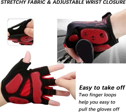 Vista 4 de MOREOK - Guantes para bicicleta de montaña (MTB) y ciclismo de descenso (DH), para hombres, de medio dedo, con almohadilla de gel que absorbe