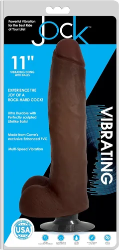 Vista 3 de Jock Dark Vibrador Consolador con Bolas - 11 Pulgadas
