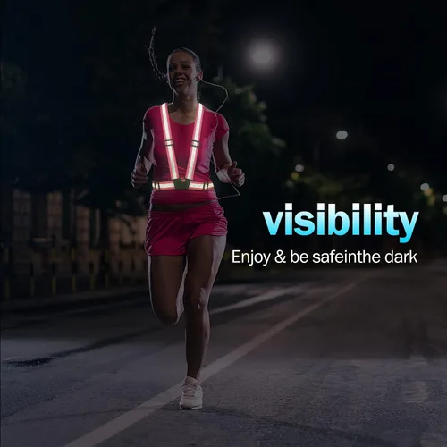Vista 7 de Chaleco reflectante para correr, correas reflectantes, chaleco de seguridad de alta visibilidad para correr de noche, ciclismo, motocicleta, chaleco