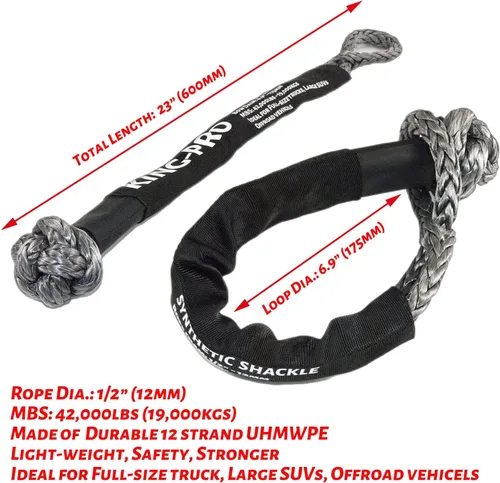 Vista 3 de KING-PRO Grillete suave sintético de 1/2 x 24 pulgadas, grillete suave, 42,000 libras, resistencia a la rotura, grillete de cuerda de recuperación