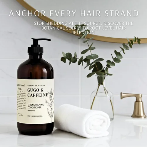 Vista 2 de Nature Skin Shop Gugo Acondicionador fortalecedor (tamaño salón, 16.5 onzas), tratamiento anticaídas para el crecimiento y adelgazamiento