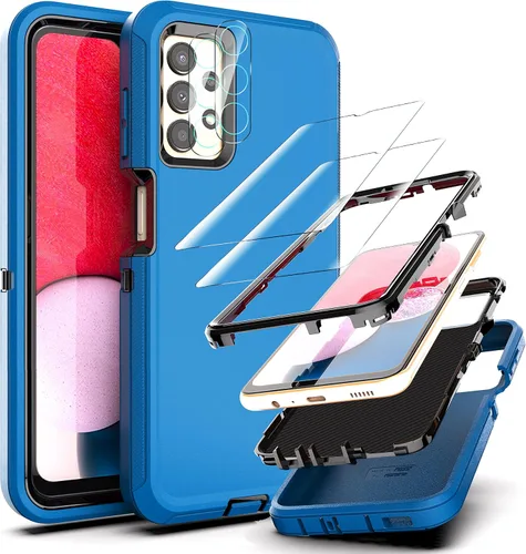 Vista 10 de Funda para Samsung Galaxy A13 4G-5G: con película a prueba de explosiones [2 unidades] y película protectora de pantalla para lente de cámara