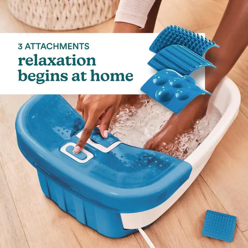 Vista 4 de HoMedics Bubble Bliss Deluxe - Spa de pies con arco de masaje de calor, 3 accesorios de acupresión, protección contra salpicaduras, nodos elevados