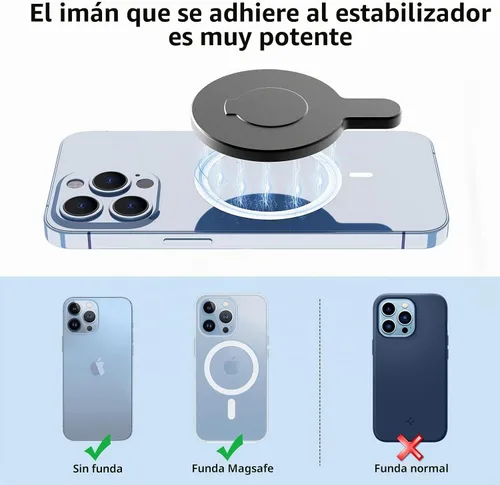 Vista 6 de Soporte de anillo magnético para DJI Osmo Mobile 8P 8 7P 7 6 SE OM 5 4 Negro