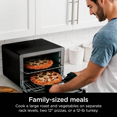 Vista 3 de Ninja DT202BK Foodi 8 en 1 XL Pro - Horno de convección de encimera, horno tostador digital, 1800 vatios, negro, 12 pulgadas (renovado)