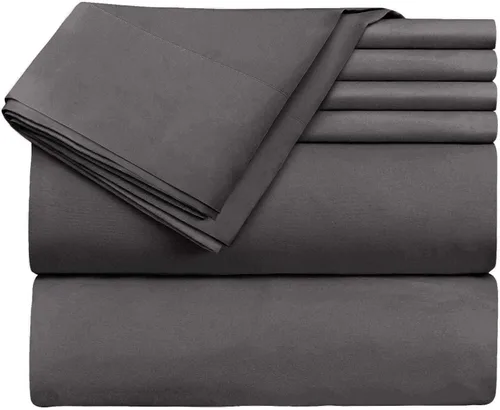 Vista 4 de Juego de sábanas de 5 piezas para camas ajustables, 800 TC-100% algodón, color negro, dividido, para cama ajustable, hilo de fibra larga de una sola