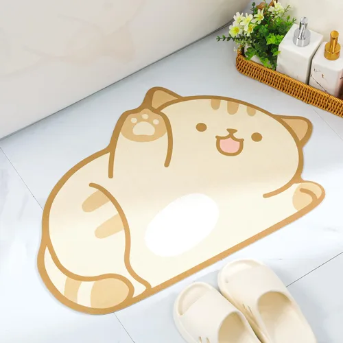 Vista 9 de Tapete de baño con bonitos animales, de secado rápido, antideslizante, súper absorbente, delgado, para el suelo del baño, frente a la bañera, fácil