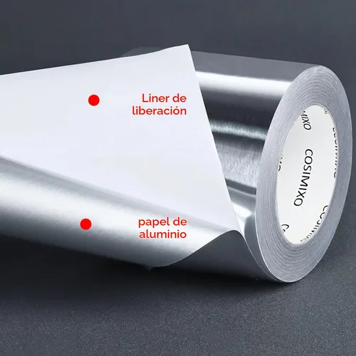 Vista 3 de Cinta adhesiva de papel de aluminio plateado COSIMIXO 3 pulgadas x 55 yardas, resistente, sellado y parcheado de alta temperatura, perfecta