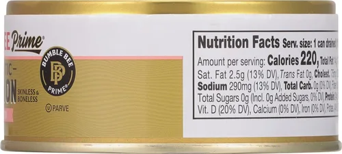 Vista 2 de Bumble Bee Prime Atlantic Salmon, lata de 5 onzas - Salmón Premium - 24g de proteína por porción - Sin Gluten y Kosher