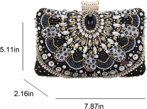 Vista 2 de Fawziya Evening Purse Crystal Beaded Pearl Big Clutch Bags For Women Clutches