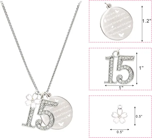Vista 3 de VeryMerryMakering Collar de pulsera de cumpleaños número 15