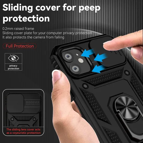Vista 2 de Funda magnética compatible con iPhone 11 de 6.1 pulgadas, funda magnética para iPhone 11 con cubierta de cámara y soporte de grado militar, a prueba