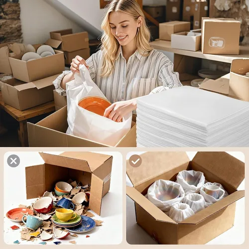 Vista 4 de 100 Pack Dish Packing Supplies for Moving, 12x12 Inch Cushion Foam Pouches