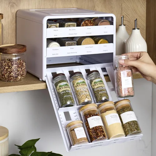 Vista 7 de YouCopia SpiceStack® - Organizador ajustable para especias, 24 botellas de condimentos y especias para armario de cocina y organización de despensa