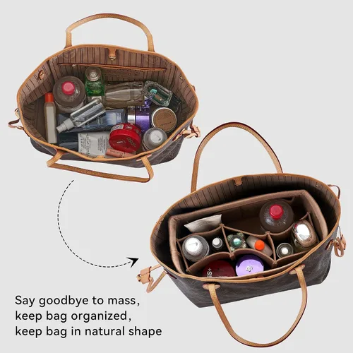 Vista 4 de Olunsu Purse Organizer Insert for Handbags Tote with Zipper Felt Bag Divider Keep Bag Shape Lightweight, 5 Sizes