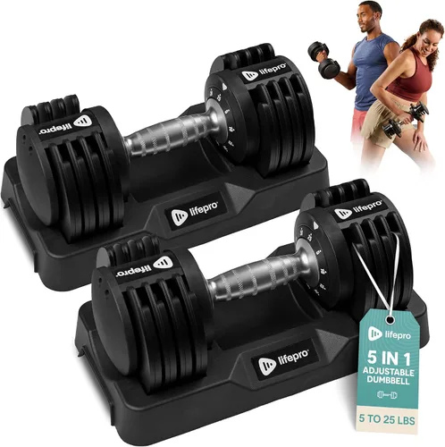 Vista 10 de Lifepro Adjustable Dumbbells Set – Quick Adjustment, Anti Slip Handle – Space Saving & Strength Training Weights for Home Gym Exercise & Fitness
