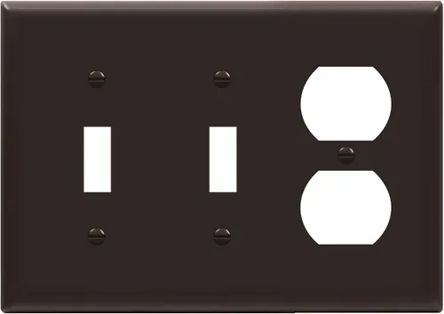 Vista 8 de ENERLITES Placa de pared combinada de triple banda, interruptor de palanca doble/placa de cubierta de receptáculo dúplex individual, tamaño estándar