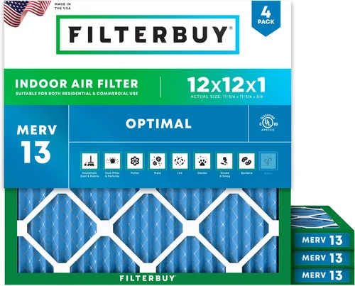Vista 44 de Filterbuy Filtro de aire MERV 13 de 8 x 14 x 1 pulgadas, protección óptima contra el humo y la alergia (paquete de 4), filtros electrostáticos