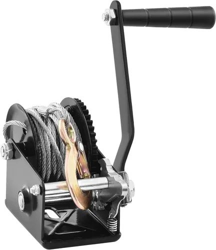 Vista 9 de VEVOR Cabrestante de mano, capacidad de tracción de 800 libras, manivela de cuerda resistente con cable de alambre de acero de 33 pies y trinquete