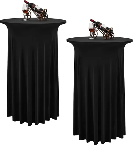 Vista 16 de 6 Paquetes de Faldas Redondas para Mesa de Cóctel de 32" x 43" Elastano Extensible Mantel de Cóctel con Cortinas Onduladas, Fundas de Mesa Alta