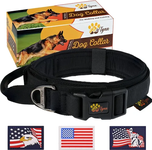 Vista 8 de ADITYNA Collar táctico para perros medianos, acolchado suave, resistente, de servicio, ajustable, militar, K9 rojo mediano con asa