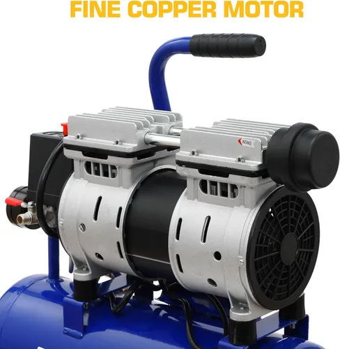 Vista 5 de Compresor de Aire Ultra Silencioso, 65dB, Sin Aceite, Acopladores Rápidos, 115PSI, Eléctrico Portátil para Neumáticos de Coche y Bicicleta, Pistola
