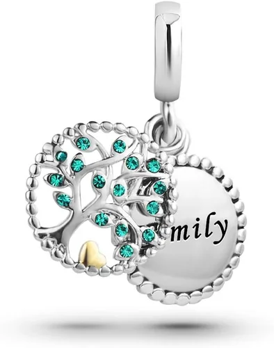 Vista 2 de Luluadorn Colgante de árbol de la vida para pulseras, turquesa y circonita cúbica dorada con corazón plateado para mujeres, familia, hija, mamá