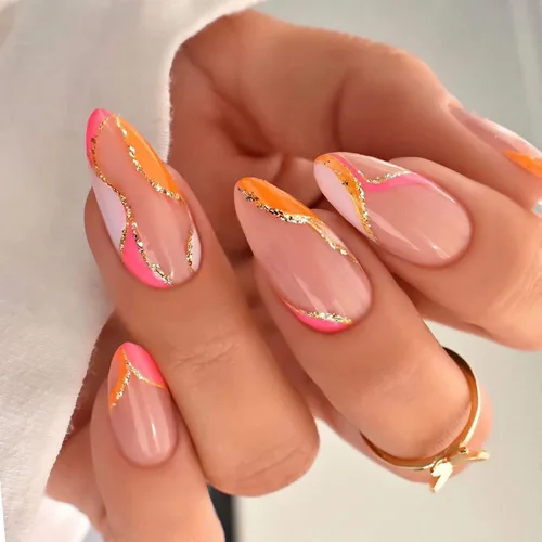 Vista 2 de 24 uñas postizas a presión de almendra, uñas postizas rojas medianas en forma de almendra, cubierta completa, uñas postizas acrílicas brillantes
