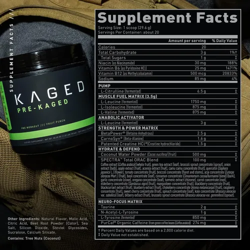 Vista 2 de Kaged Muscle - Suplemento en polvo preentrenamiento, preentreno para hombres y mujeres, ofrece energía intensa, enfoque y pumps musculares