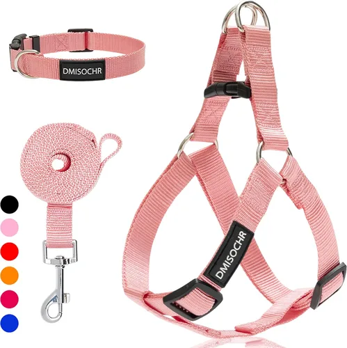 Vista 10 de Arnés para perro sin tirones, arnés ajustable, correa y collar para perros pequeños, medianos y grandes, arnés suave a prueba de escapes