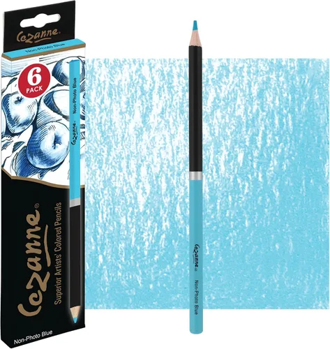 Vista 2 de Creative Mark Cezanne - Lápices de colores de alta calidad, sin foto, color azul, paquete de 6, lápices de dibujo altamente pigmentados, lápices
