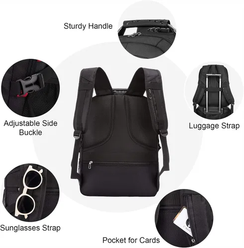 Vista 4 de Mochila grande de viaje y para laptop, es impermeable, antirrobo, con cerradura y puerto de carga USB, para negocios, hombres, mujeres, escuela