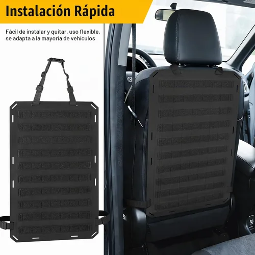 Vista 6 de Molle Paneles para asiento trasero de automóvil, cubiertas tácticas para organizar el respaldo del asiento de vehículos, camiones, accesorios