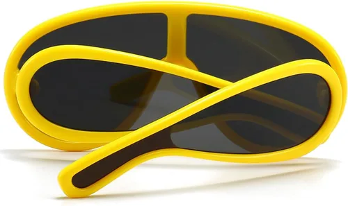 Vista 7 de Gafas de sol de moda con máscara ondulada para mujeres y hombres, gafas de sol de gran tamaño, estilo de diseñador de moda
