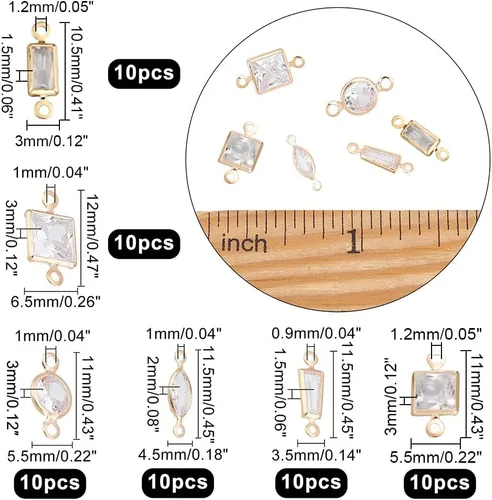 Vista 7 de NBEADS Colgantes de circonita cúbica, Zirconia cúbica Latón, Circonita Cúbica