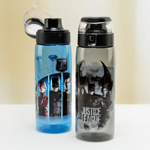 Vista 6 de Zak Designs DC Comics - Botella de agua de la película de la Liga de la Justicia con lazo, sin BPA, 25 onzas